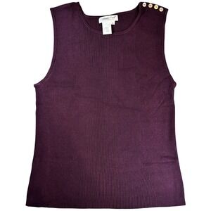 Coldwater Creek Silk and Cotton‎ Blend Knit Sleeveless Top Plum/Purple Size XL